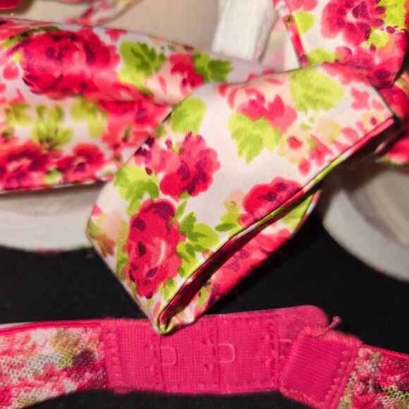 Rare Victoria's Secret Pretty Little Things Y2K Satin Rose Ribbon Tie Bra 34B - Picture 5 of 6